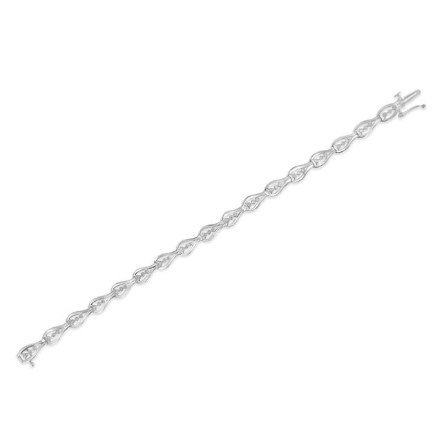Early 21st Century Sterling Silver Diamond Link Bracelet (0.5 cttw, I-J Color, I3 Clarity) For Sale - Image 5 of 7