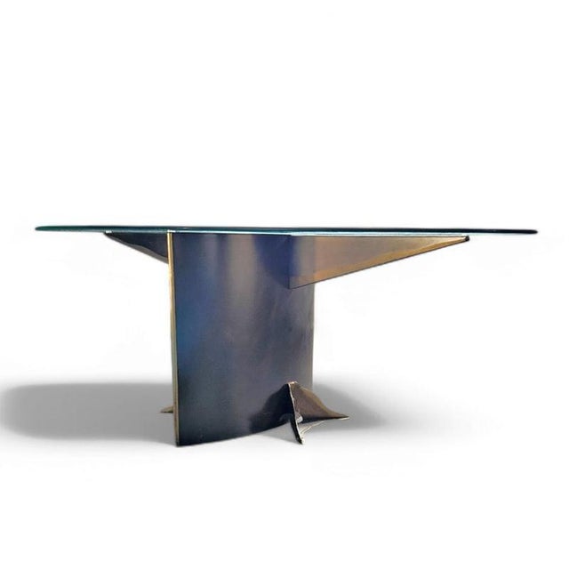 Postmodern Vintage Table with Oval Glass Top from Belgo Chrom, 1980s For Sale - Image 3 of 12