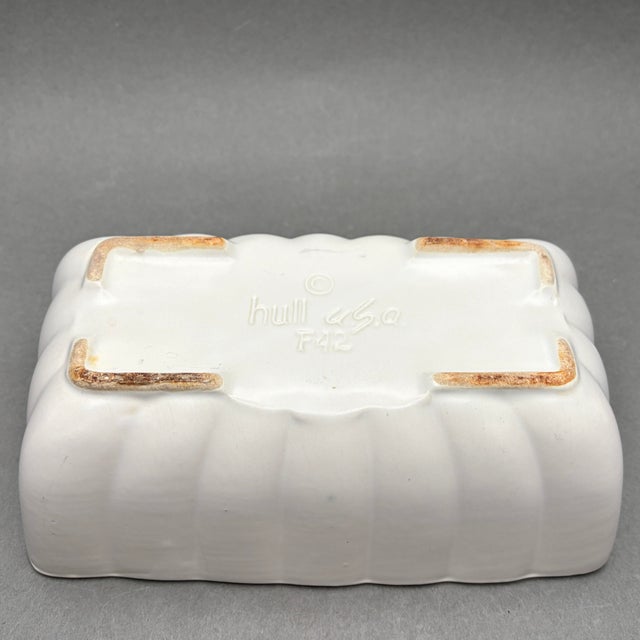 White Vintage White Hull Usa Ceramic Ribbed Planter F42 For Sale - Image 8 of 9