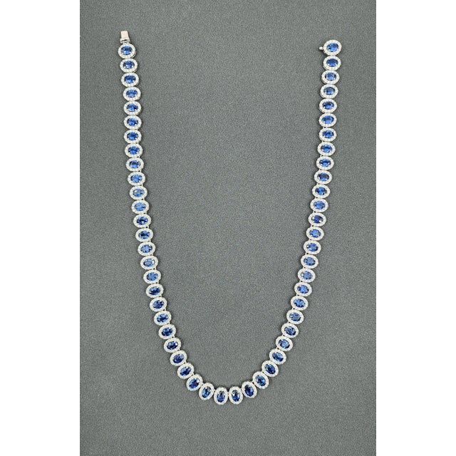 Early 21st Century 37.23 Ct Natural Sapphire & Diamond Necklace For Sale - Image 5 of 9