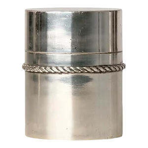 1940s Art Déco Silver-Plated Metal Cylindrical Container With Twisted Rope Ornamentation by Jean Després, France