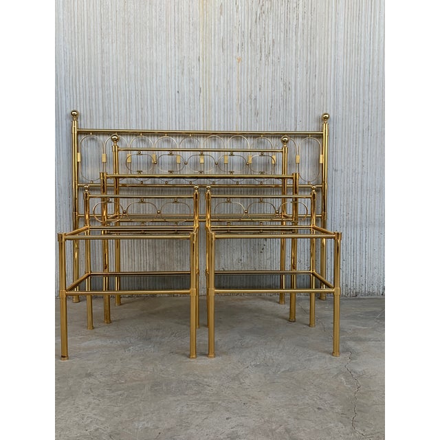 Metal Mid Century Modern Full Brass Headboard Featuring Gometrical FIgure For Sale - Image 7 of 10