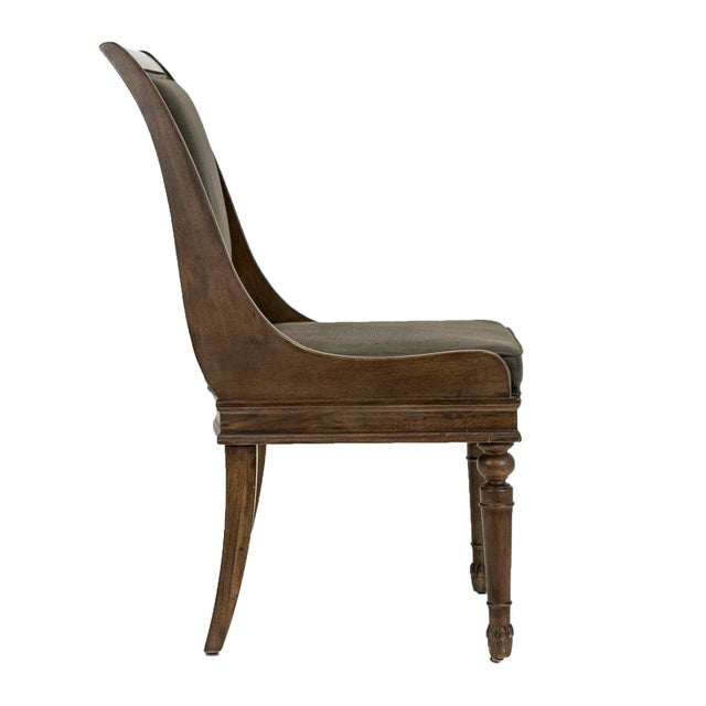 Bernhardt Set of Six Transitional Walnut Dining Chairs With Charcoal Upholstery For Sale In Miami - Image 6 of 14