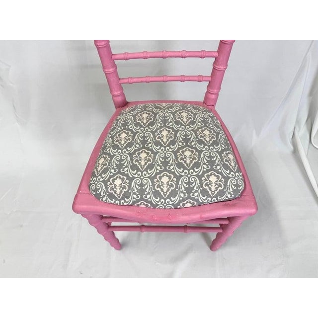Wood Faux Bamboo Pink Desk or Vanity Chair For Sale - Image 7 of 12