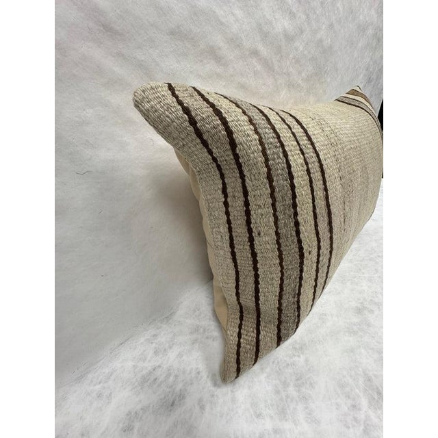 Turkish Hemp Pillow Cushion Natural Beige Brown Pillow Cushion Cover 16" x 24" For Sale - Image 4 of 4