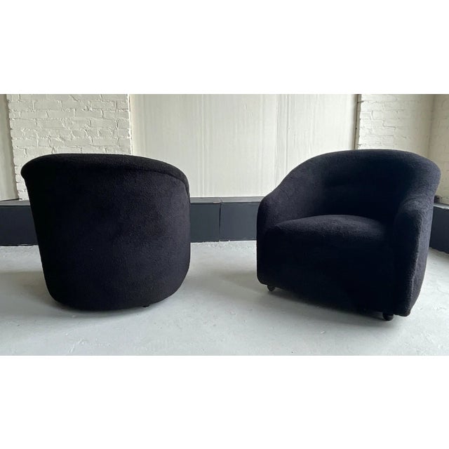 Black 1980s Vintage Black Boucle Tub Chairs - a Pair For Sale - Image 8 of 10