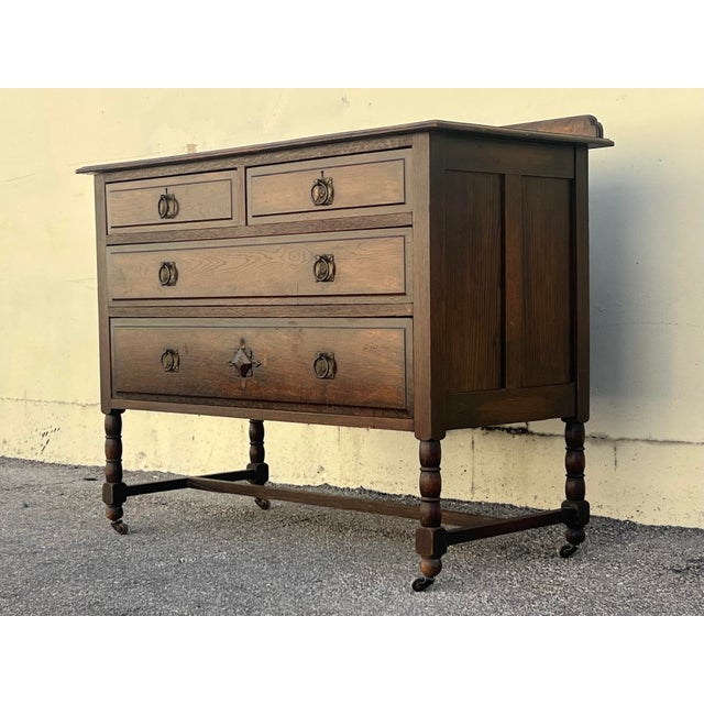 English Oak Chest of Drawers, Circa 1940s For Sale - Image 4 of 15