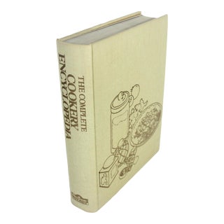 1982 the Complete Cookery Encyclopedia Cream Linen Hardcover Gold Lettering Vintage Cookbook For Sale