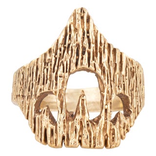 Vintage Brutalist Modernist Ring 18k Gold Abstract Sculptural Statement Ring, Size 5.25 For Sale