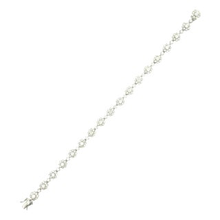 Diamond 18k White Gold Star-Halo Tennis Bracelet For Sale