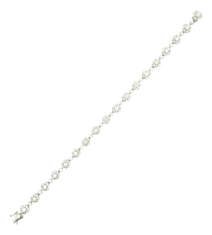 Diamond 18k White Gold Star-Halo Tennis Bracelet