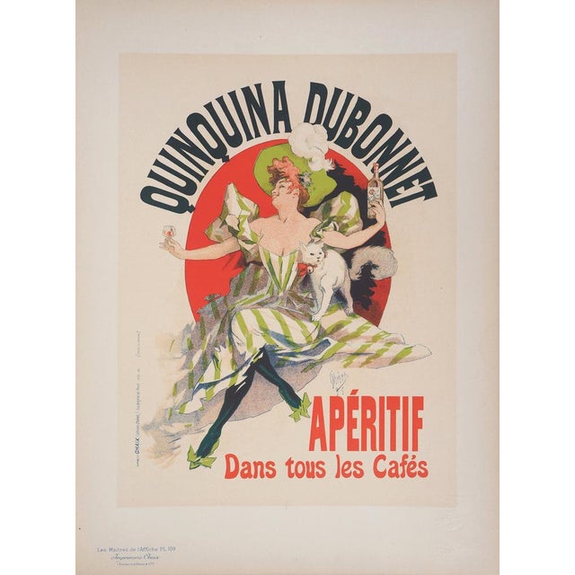 Jules Chéret Elegant woman with her aperitif and her cat, 1897 Original colored lithograph on fine vellum Signed in the...