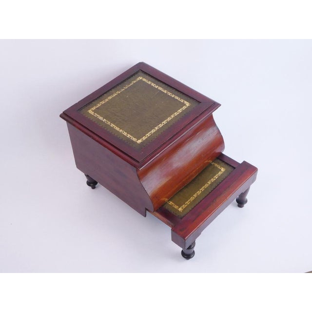 Brown Antique Victoria Bed Steps with Leather For Sale - Image 8 of 13