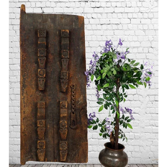Antique Carved Wooden Door, Nuristan, Afghanistan For Sale - Image 5 of 11