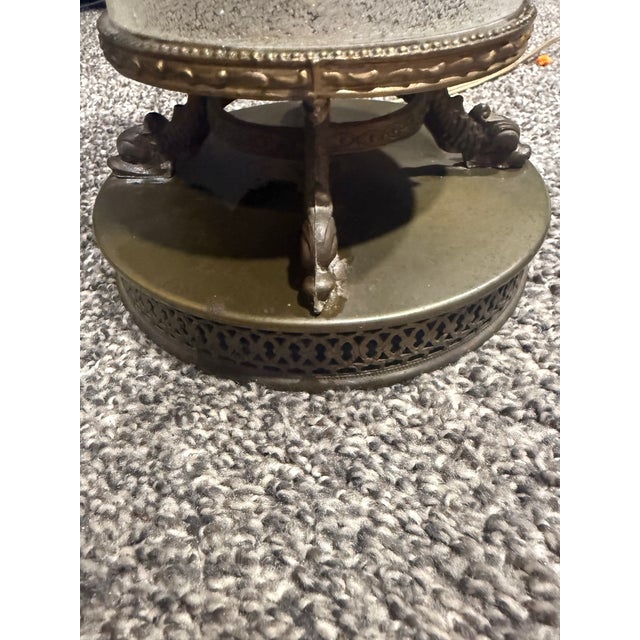 Vintage Hollywood Regency Textured Glass & Aged Brass Table Lamp For Sale In Buffalo - Image 6 of 6