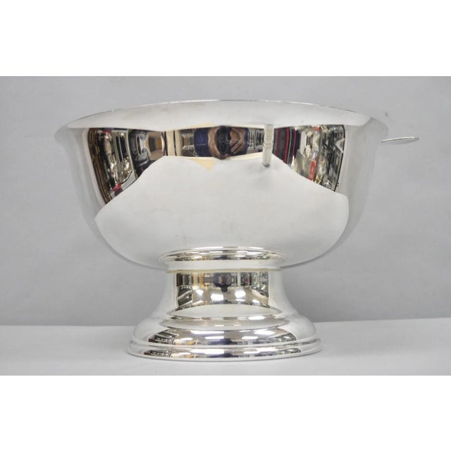 Vintage Sheridan Mid Century Modern Silver Plated Punch Bowl Set W/ 10 Cups For Sale - Image 9 of 14
