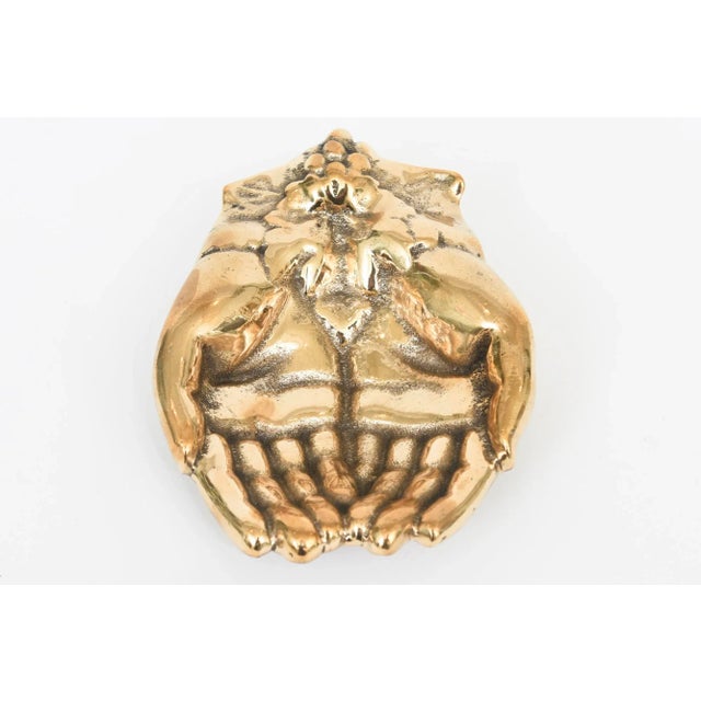 Vintage Brass Bowl, Object or Paperweight With Praying Hands, 50's For Sale - Image 4 of 11