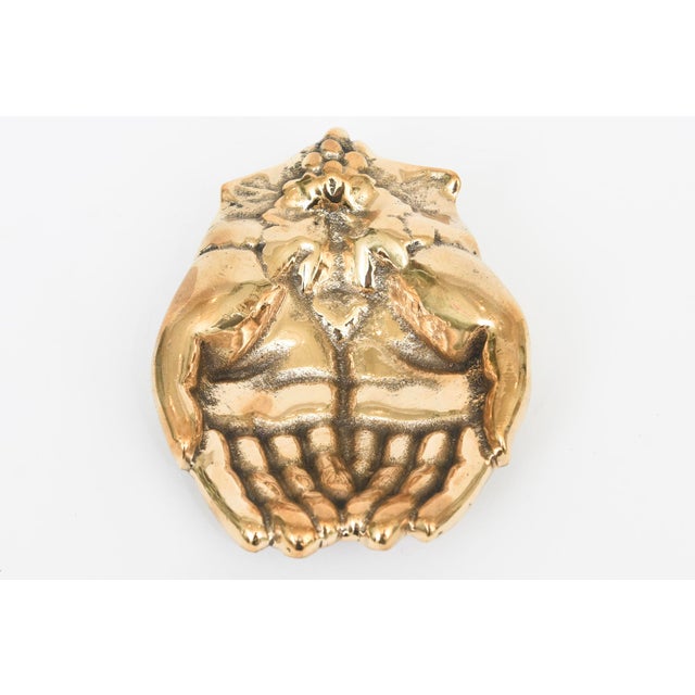 Vintage Brass Praying Hands Bowl, Object or Paperweight 50's For Sale - Image 4 of 11
