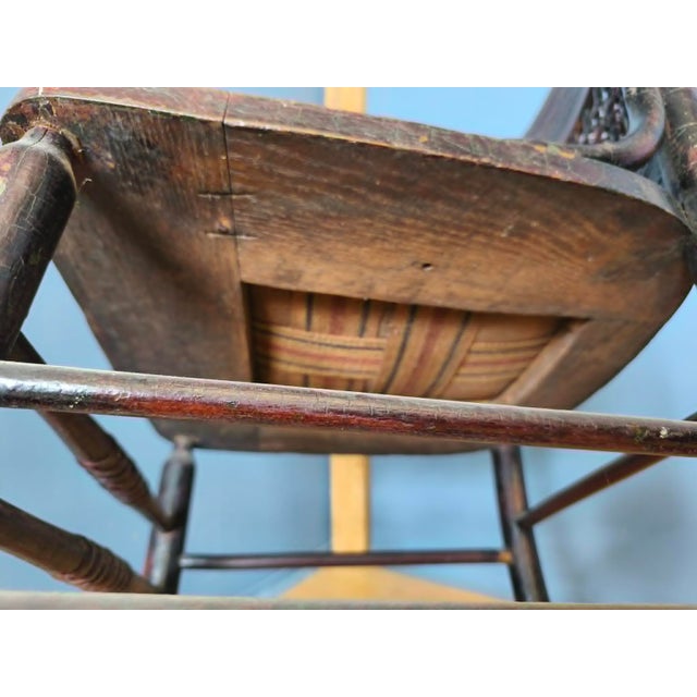 Brown Pressed Back Chair with Leather Seat and Turned Parts For Sale - Image 8 of 18