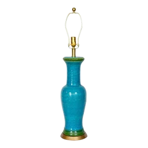 Aldo Londi Bitossi Rimini Blue and Green Stripe Table Lamp, 1950's
