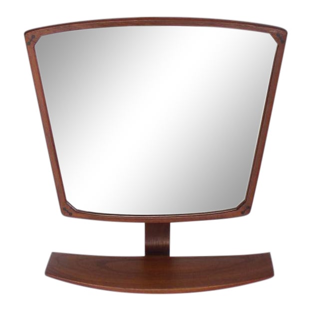 Danish Mid-Century Modern Adjustable Wall Mirror With Shelf For Sale