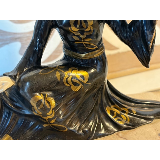 1930s French Art Deco Table Lamp Woman Carrying Globe Bronze on Marble Base Weight: 3 kg Height: 20 cm Table Lamp All...