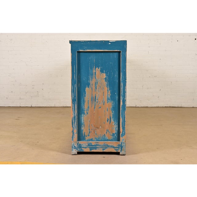 Modern Distressed Blue Painted Monumental Sideboard by Van Thiel For Sale - Image 10 of 13