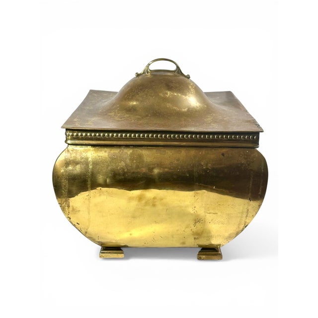 Early 20th Century Antique Edwardian Traditional Brass Fireplace Coal Scuttle For Sale - Image 5 of 12
