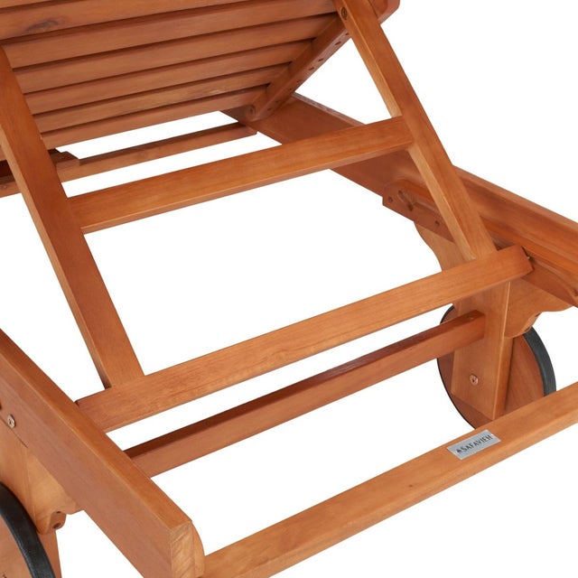 Brown Newport Chaise Lounge Chair with Side Table, Natural/Royal Blue Cushion For Sale - Image 8 of 13