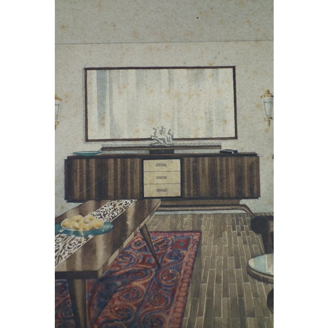 Calderara & Tito Varisco, Art Deco Home Interior Design, 1920s, Pencil and Watercolor For Sale - Image 9 of 11