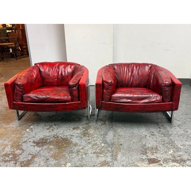 Design Plus Gallery presents a Pair of Barrel Back Lounge Chairs by Jules Heumann for Metropolitan Furniture from the...