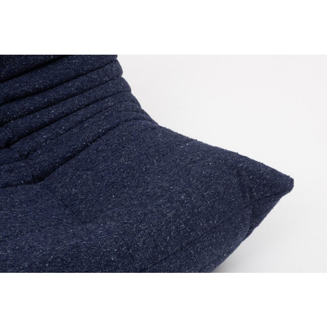 Restored Ligne Roset Togo 3-Seater in Indigo Grain Bouclé - Vintage European Original For Sale - Image 15 of 17