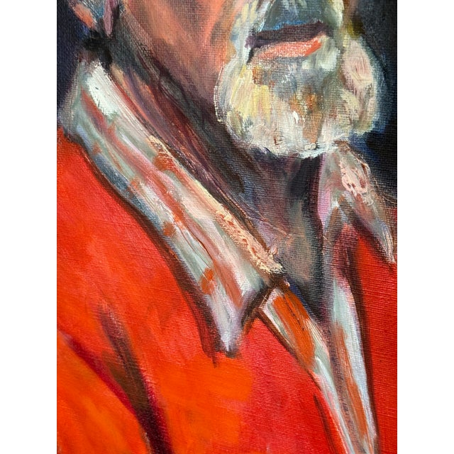 Textile 1980s Portrait of a Seated Man For Sale - Image 7 of 12