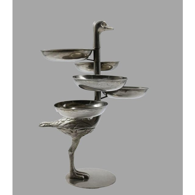 Pewter Ostrich with Serving Trays, Italy, 1960s For Sale - Image 6 of 10