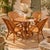 Vintage Woven Rattan Garden Set of Round Table and Armchairs, 1950s, Set of 5 For Sale - Image 14 of 15
