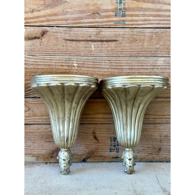 Pair of Maitland-Smith Gilt Wall Brackets Shelves, Philippines For Sale - Image 11 of 11