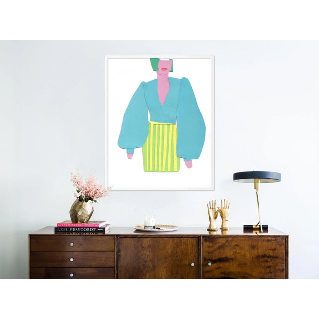 Contemporary Paper Doll by Virginia Chamlee in White Framed Paper, Medium Art Print For Sale - Image 3 of 4