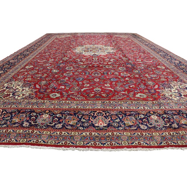 Victorian Antique Persian Kashan Rug, 15'00 X 23'00 For Sale - Image 3 of 10