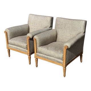 Antique French Louis XVI Lounge Chairs, 1880, Set of 2 For Sale