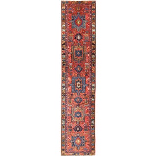 Antique Heriz Runner With Brilliant Colors - 2′10″ × 13′ For Sale