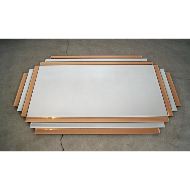 1970s 1970’s Art Deco Rose Gold Beveled Wall Mirror For Sale - Image 5 of 12