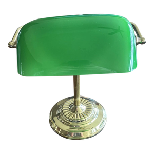 Vintage Green Glass Shade Bankers Desk Lamp