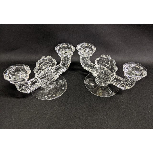 1950s Fostoria Glass Double Candle Holders - A Pair For Sale - Image 5 of 9