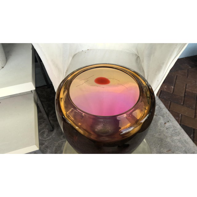 Sunset Vase, Sun & Birds by Blodgett Glass For Sale - Image 4 of 6