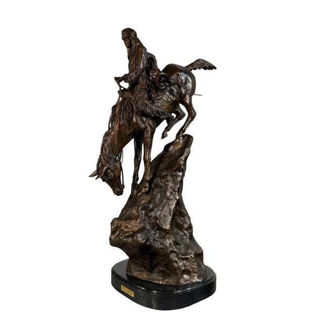 Bronze Bronze "The Mountain Man" Statue After Remington, Signed - 36" H For Sale - Image 8 of 12