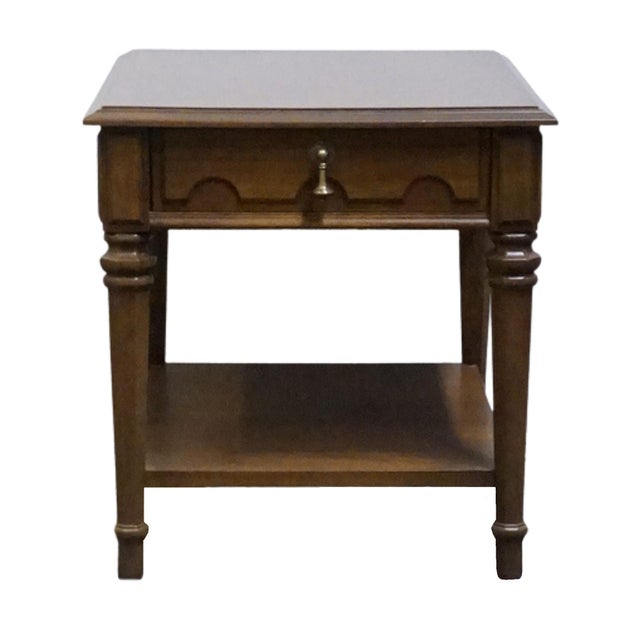 Mediterranean Drexel Furniture Bookmatched Walnut Italian Mediterranean Style 20" Accent End Table For Sale - Image 3 of 12