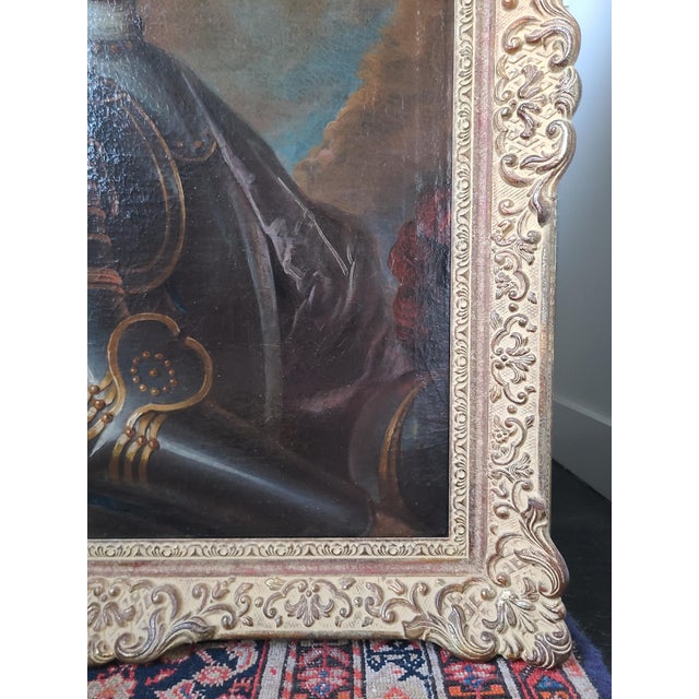 Antique 18th Century French Oil Painting Portrait of a Gentleman in Armor For Sale - Image 9 of 14