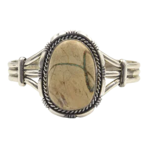 Late 20th Century Navajo Native American Ribbon Turquoise Sterling Silver Cuff Bracelet by Ed Kee