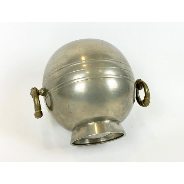 Silver Swedish Art Deco Pewter Globe Vase with Handles from GAB, 1935 For Sale - Image 8 of 18