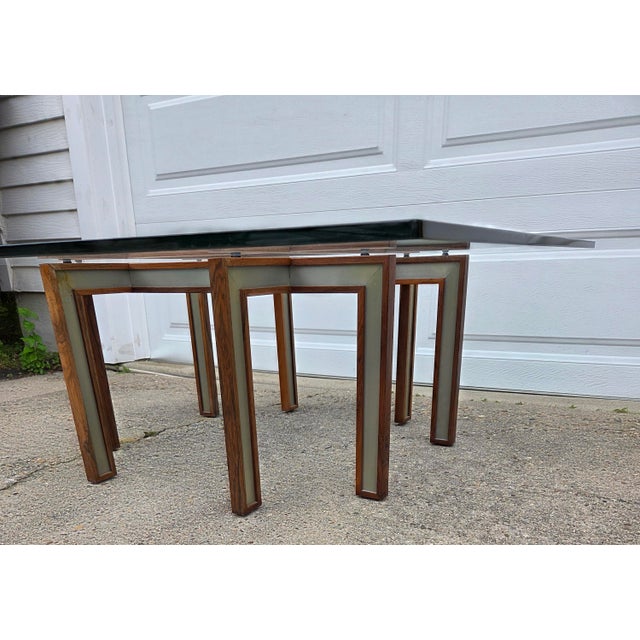 1970s Danish Modern Rosewood Aluminum Coffee Table Attributed to Henning Korch For Sale In Philadelphia - Image 6 of 13